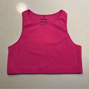 Garage | Pink Ribbed Crop Tank Top Size Medium